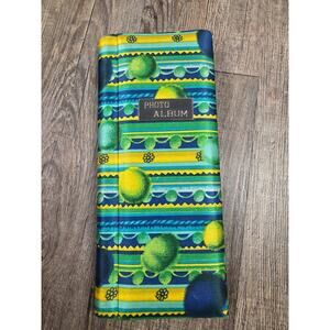 Vintage Photo Album Japan 1950s 3.5" Square Pictures Blue Green Spiral Bound